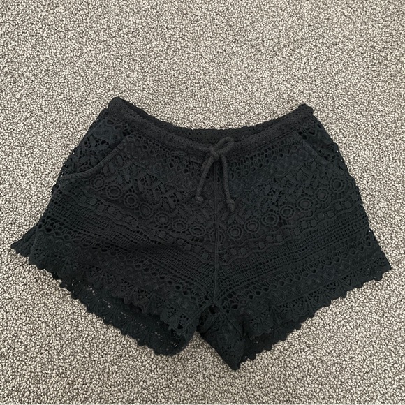 Pants - Black crochet shorts